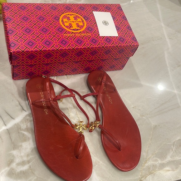 Tory Burch Capri Ankle Strap Sandal SZ 7 in Box Red - Picture 2 of 4